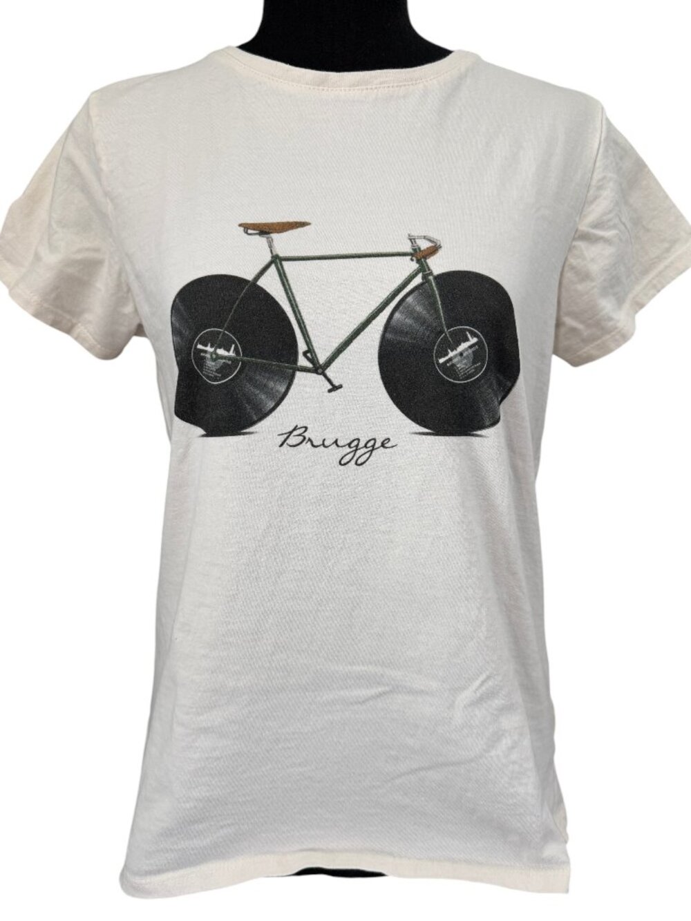 GOOD VIBES Lifestyle Brugge Vinyl Wheel Bicycle Cream T-Shirt M/L